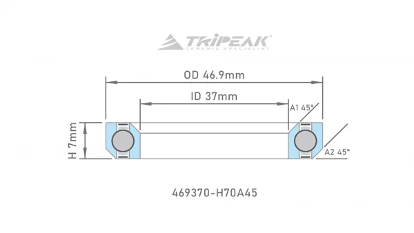 (HS-082) Sealed AC Bearing with black oxide coating (OD:46.9xID:37xH:7 xA:45°/45°) - Ảnh 6