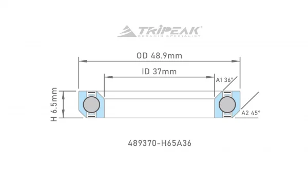 Sealed AC Bearing with black oxide coating (OD:48.9xID:37xH:6.5 xA:36°/45°) - Ảnh 2