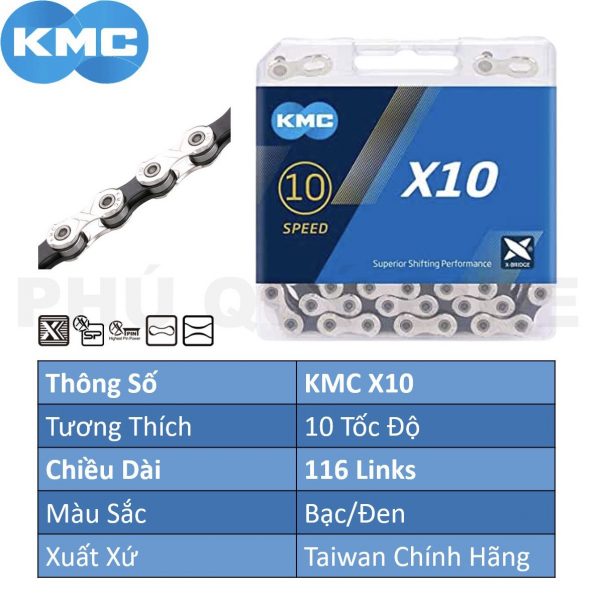 Sên xe đạp KMC X10 , hàng chính hãng KMC - Ảnh 1
