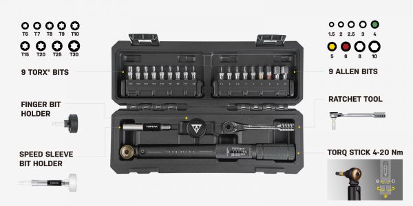 Bộ hộp dụng cụ mini cầm tay, có điều chỉnh lực 4-20NM, hiệu Topeak TT2601 Torq Stick Pro - Ảnh 6