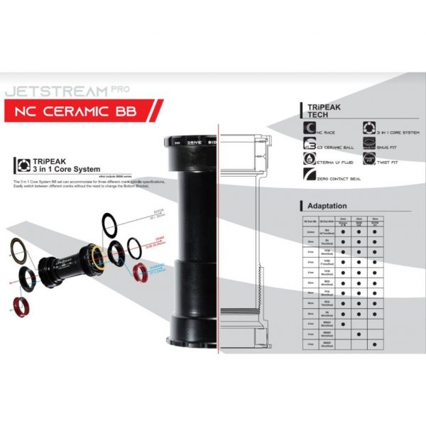 (BBF-108) Trục giữa BB TRIPEAK BB30 cho hệ 3 giò 3in1, bạc đạn Ceramic Bearing - Ảnh 4