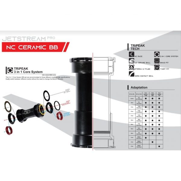 Trục giữa BB TRIPEAK BB65 Twistfit cho hệ 3 giò 3in1, bạc đạn Ceramic Bearing - Ảnh 2