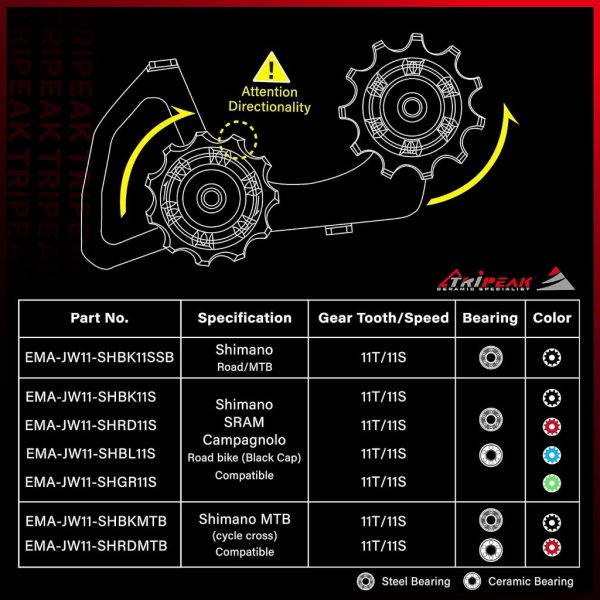 Bánh đề nhỏ, bạc đạn Ceramic Bearing cho Shimano 10s 11s 11/11T - Black - Ảnh 9