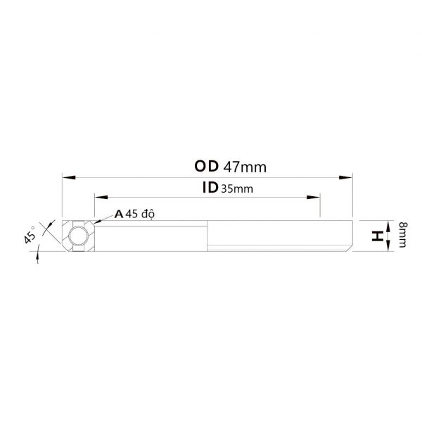 (HS-030) 47x35x8mm, 45°/45° Bạc đạn chén cổ TRIPEAK Headset Steel Bearing - Ảnh 5